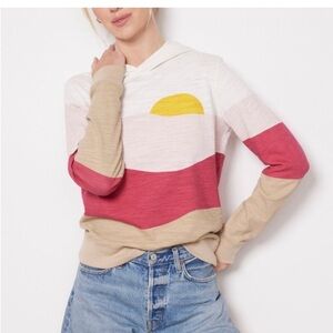 Faherty Azores Organic Cotton Pullover Slub Hoodie Size XS Sun & Waves Pink Tan